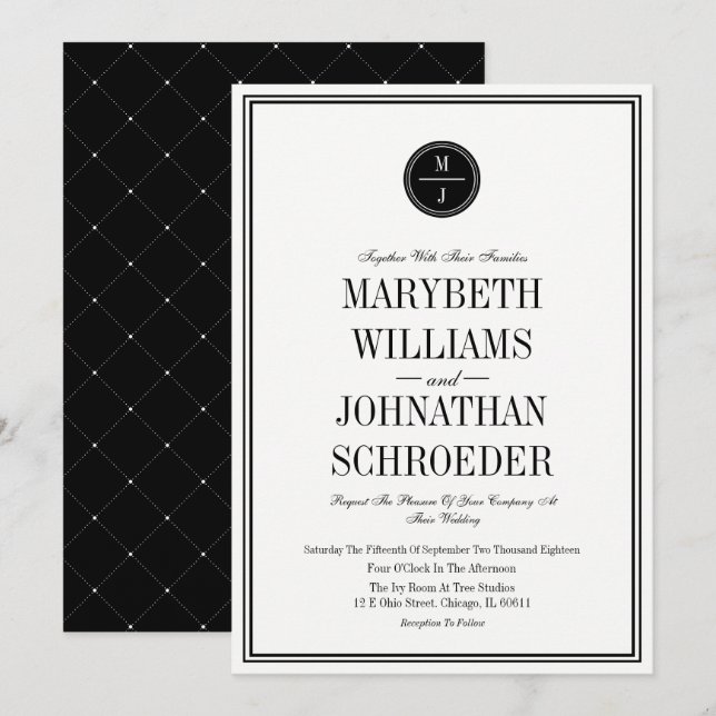 Einfache und elegante Einladungs-Karte für Hochzei Einladung (Vorne/Hinten)