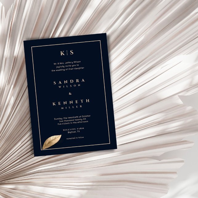 Einfache und elegante Gerahmte Hochzeit in Blue Go Einladung (Von Creator hochgeladen)