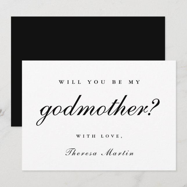 Einfache und elegante Godmatt Vorschlag Black Einladung (Vorne/Hinten)