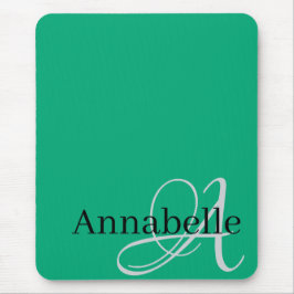 Einfache und elegante grüne Monogramm und Name Mousepad
