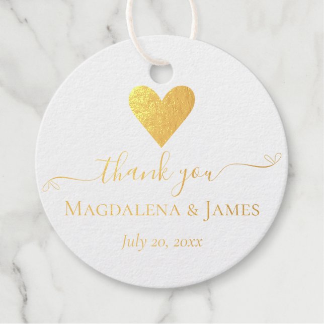Einfache und elegante Herznamen Vielen Dank Geschenkanhänger (Vorderseite)
