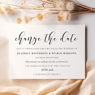 Einfache und elegante Hochzeit Ändern Sie die Datu Einladung