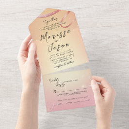 Einfache und elegante Hochzeit in Gelb und Rosa All In One Einladung