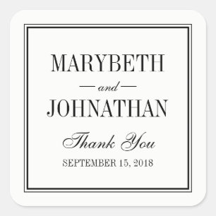 Einfache und elegante Hochzeit Vielen Dank, dass S Quadratischer Aufkleber