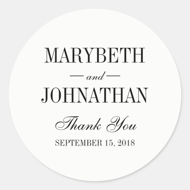 Einfache und elegante Hochzeit Vielen Dank, dass S Runder Aufkleber (Vorderseite)