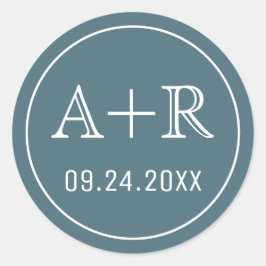 Einfache und elegante Initialen aquamarin Runder Aufkleber