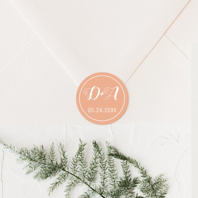 Einfache und elegante Initialen für die Hochzeit Runder Aufkleber (Von Creator hochgeladen)