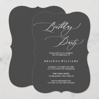Einfache und elegante Kalligrafie-Geburtstagsparty Einladung