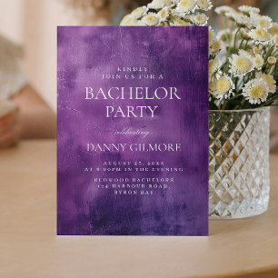 Einfache und elegante Lila Bachelor Party Einladung