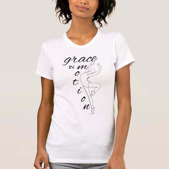 Einfache und elegante Line Art Ballerina mit Angeb T-Shirt (Vorderseite)