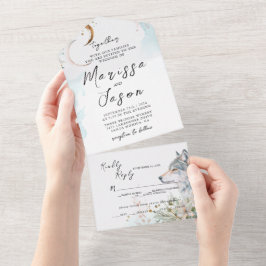 Einfache und elegante Märchen Hochzeit All In One Einladung