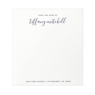 Einfache und elegante Marine und White Typografi Notizblock