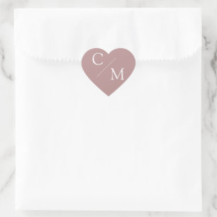 Einfache und elegante Monogramm Serviette Herz-Aufkleber