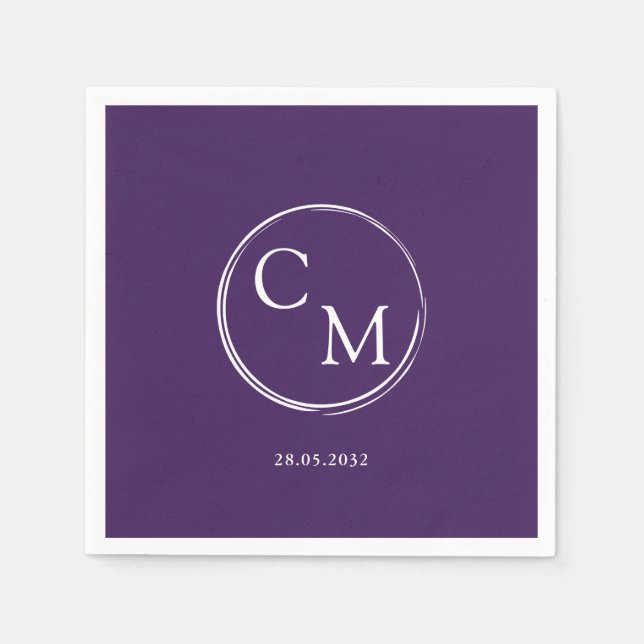 Einfache und elegante Monogrammserviette Serviette (Vorderseite)