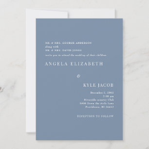 Einfache und elegante Periwinkle White Text Weddin Einladung