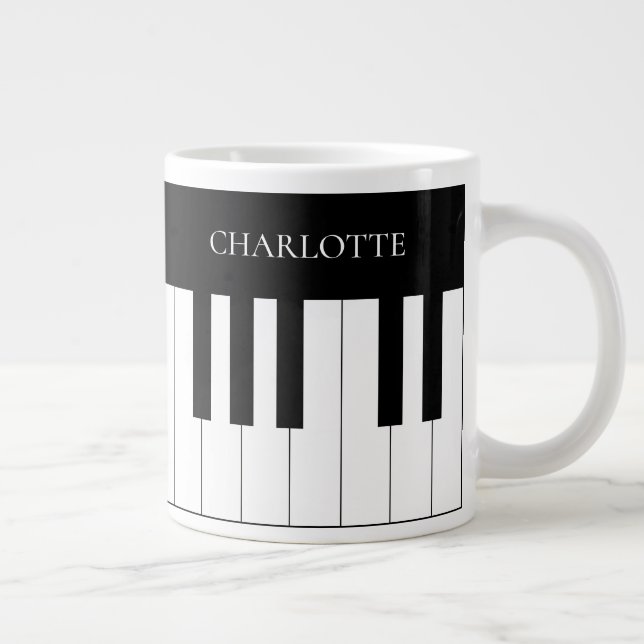 Einfache und elegante Piano-Tastatur in Schwarz un Jumbo-Tasse (Rechts)