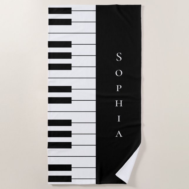 Einfache und elegante Piano-Tastatur in Schwarz un Strandtuch (Vorderseite)