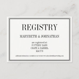 Einfache und elegante Registrierungskarte für Hoch Begleitkarte