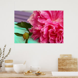 Einfache und elegante rosafarbene Blume Botanisch Poster