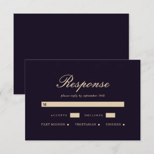 Einfache und elegante RSVP-Karte für Deep Violet W RSVP Karte