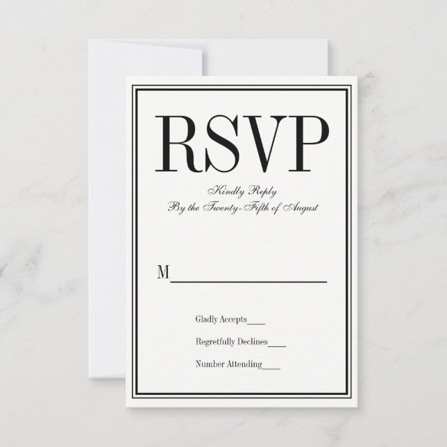 Einfache und elegante RSVP-Karte für Hochzeiten RSVP Karte (Vorderseite)