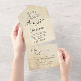 Einfache und elegante Rustikale Steinhochzeit All In One Einladung