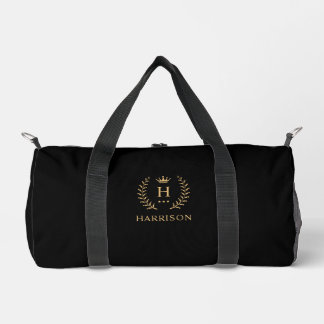 Einfache und elegante Schwarz-Gold-Monogramm Duffle Bag