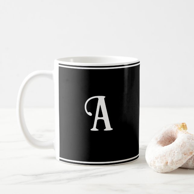 Einfache und elegante Schwarz-Weiß-Eigenart Kaffeetasse (Mit Donut)