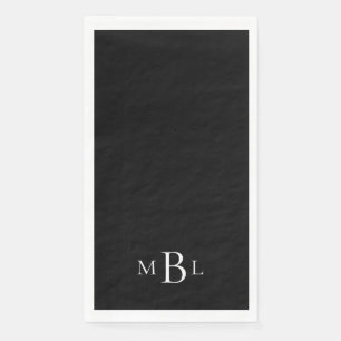 Einfache und elegante Schwarz-Weiß-Monogramm Serviette