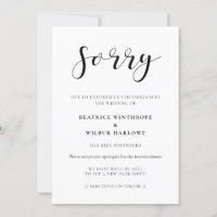 Einfache und elegante Sorry Hochzeit Update-Karte