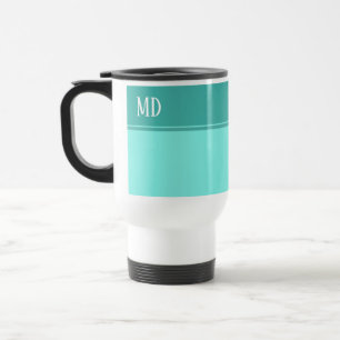Einfache und Hübsche Aquamarine Blauer Streifen Mo Reisebecher