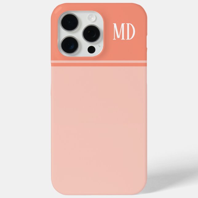Einfache und Hübsche Lachs Rosa Streifen Monogramm Case-Mate iPhone Hülle (Rückseite)