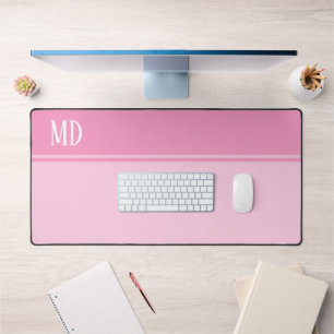 Einfache und Hübsche rosa Streifen Monogramm Schreibtischunterlage