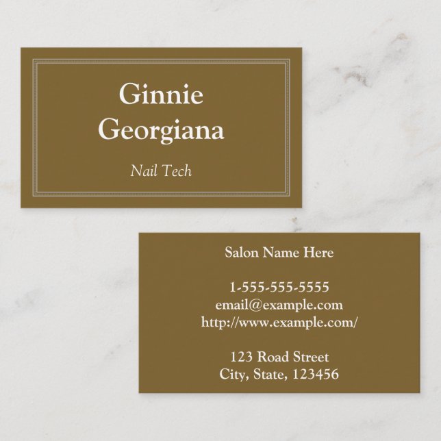 Einfache und individuell anpassbare Nageltechnik Visitenkarte (Vorne/Hinten)