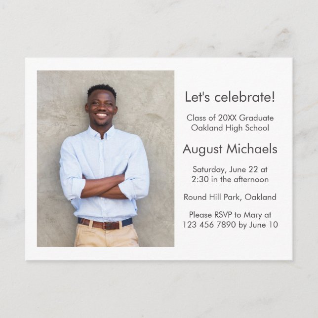 Einfache und klassische Graduierungsparty - Foto Postkarte (Vorderseite)