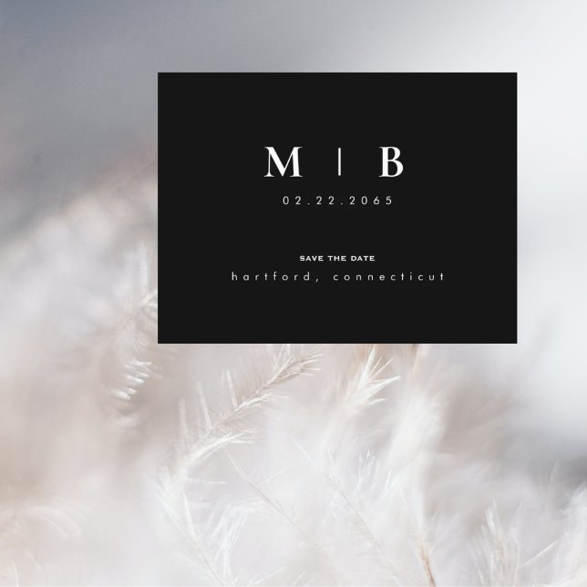 Einfache und kleine Monographie Hochzeit Sichern S Ankündigungspostkarte (Von Creator hochgeladen)