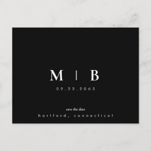 Einfache und leichte B/W-Monogramm Save the Date  Ankündigungspostkarte