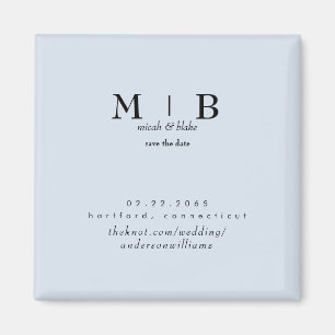 Einfache und leichte Dusty Blue Monogram Save the  Magnet