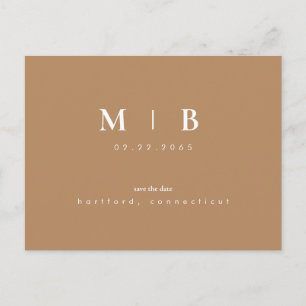 Einfache und leichte Monogramm Karamelll Save the Ankündigungspostkarte