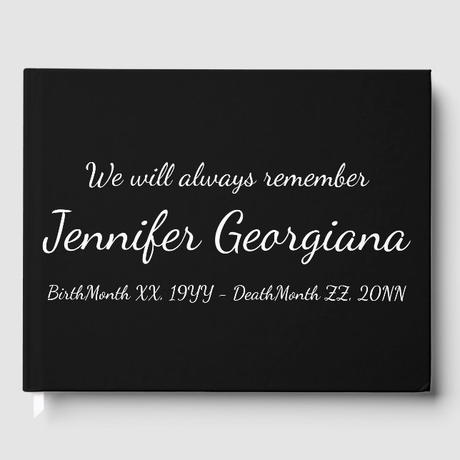 Einfache und minimale Begräbnisreise Gästebuch (Vorderseite)