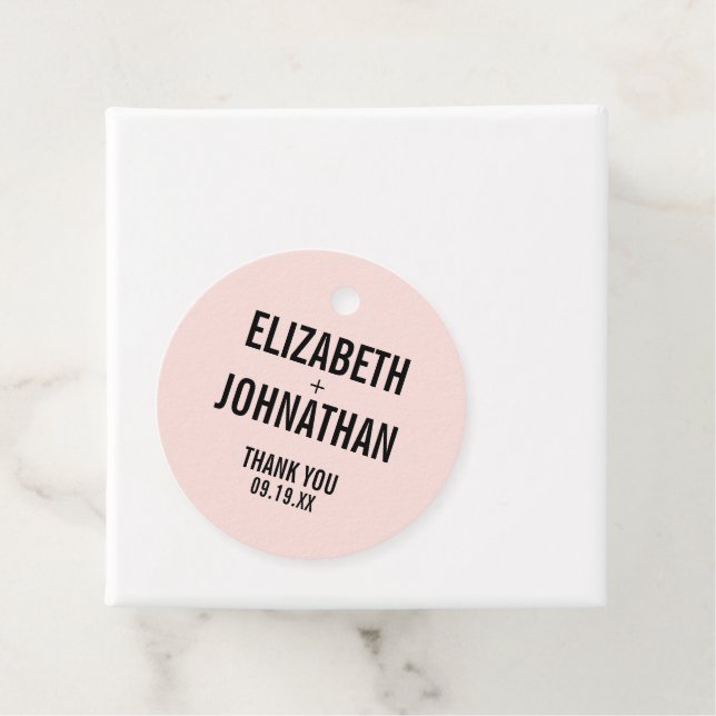 Einfache und minimale rosa Typografie Hochzeit Vie Geschenkanhänger (Beispiel)