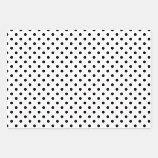 einfache und minimale schwarzweiße Polka-Punkte Geschenkpapier Set