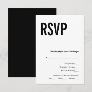 Einfache und minimale Typografie Hochzeit RSVP Karte