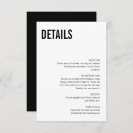 Einfache und minimale Typografie-Hochzeitdetails Begleitkarte