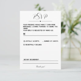 Einfache und Minimalistische RSVP-Karte RSVP Karte