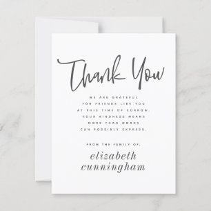 Einfache und moderne Chic Typografie-Memorial Dankeskarte