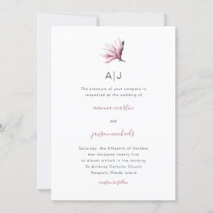 Einfache und moderne Flora mit Monogramm Hochzeit Einladung