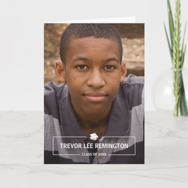 Einfache und moderne Foto Abschluss geklappt Einladung (Vorderseite)