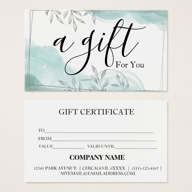 Einfache und moderne Geschenkgutschrift (Vorne & Hinten)