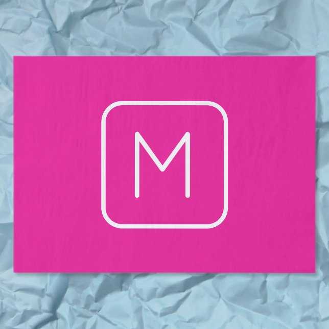 Einfache und moderne Monogramm | Rosa und Weiß Seidenpapier (Von Creator hochgeladen)